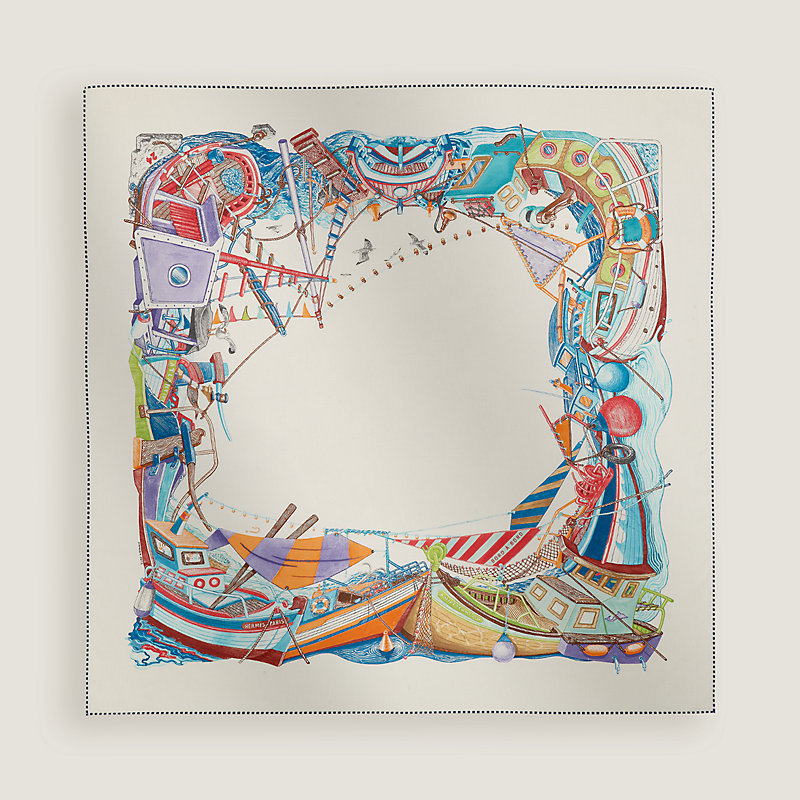 【新品】　エルメス　HERMES カレ80 大判スカーフ BORD A BORD Bord a Bord scarf 80 - White | Hermès Finland